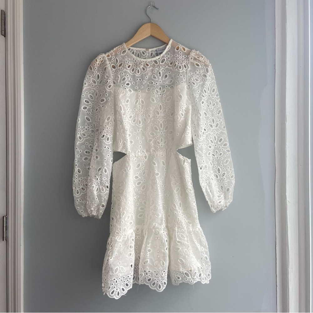 Lucy Paris Faith Cut Out White Eyelet Lace Mini Dress